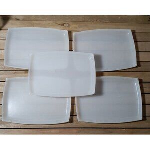 Luncheon Snack Trays Garden White Lucite Outdoor Indoor 5pc 7" x 5" Vintage